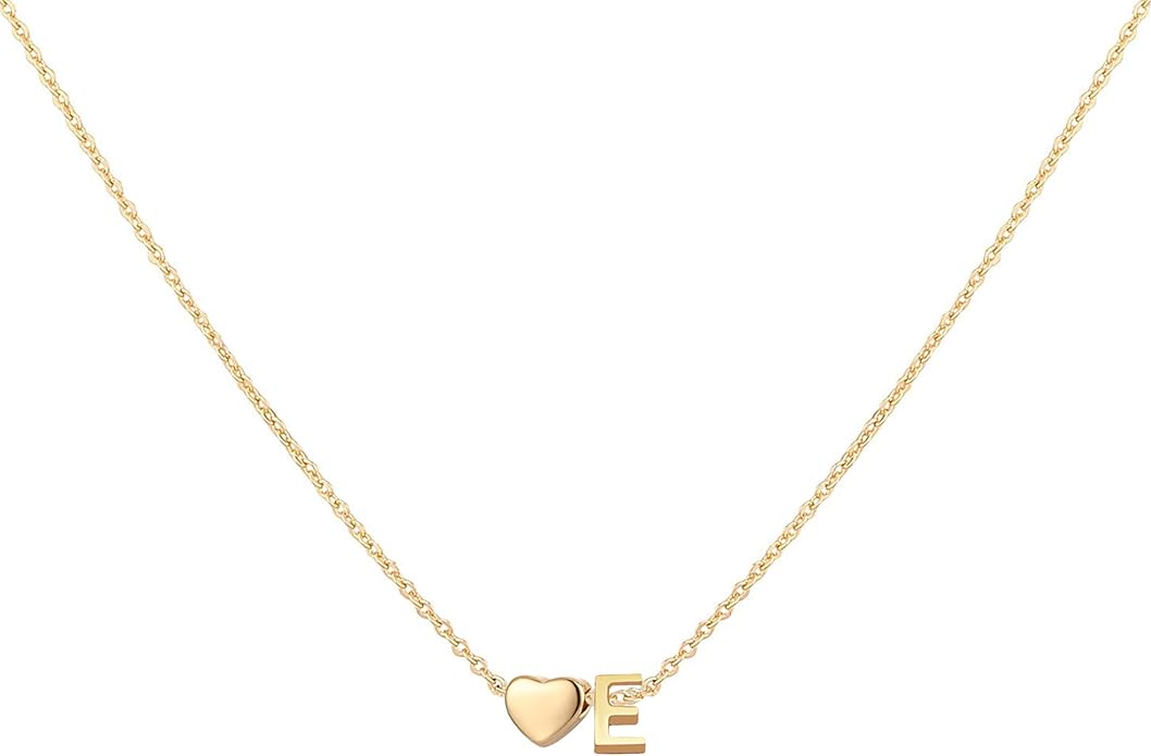 Initial Heart Necklace 18K Gold Plated Stainless Steel Tiny Heart Letter Necklace Personalized Monogram Name Necklace for Women