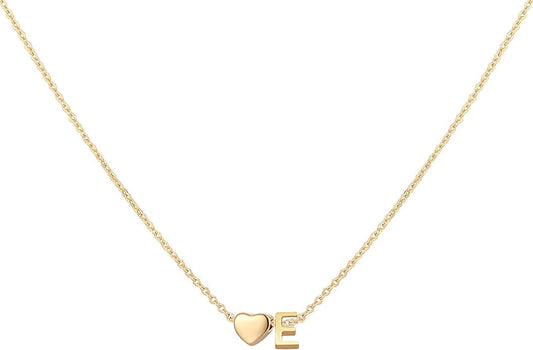 Initial Heart Necklace 18K Gold Plated Stainless Steel Tiny Heart Letter Necklace Personalized Monogram Name Necklace for Women