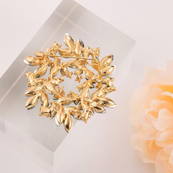 LAXPICOL Fashion Sparkly Austrian Crystal Flower Brooch Pin for Women Elegant Wedding Bridal Broach Pin 2"*2"