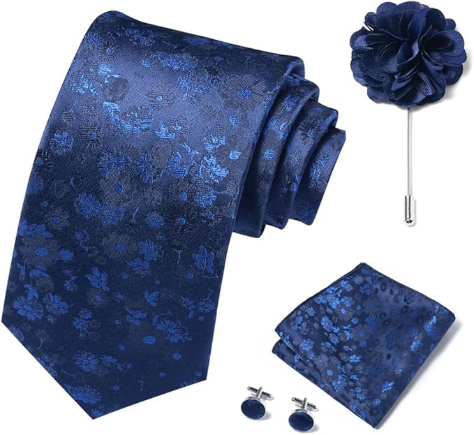 joy alice Ties Set Men Mixed Color Necktie Handkerchief Cufflinks Brooch 3.15 Formal