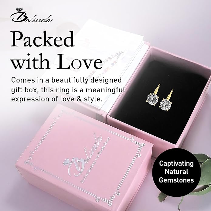 Women’s 14k Solid Gold Drop Dangle Earrings Lever Back Design with Natural Birthstone Gemstones Hypoallergenic Jewelry Collection Ideal Gifts for Wedding Anniversary