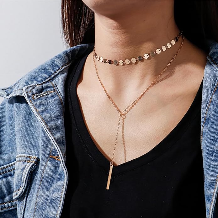14K Gold Plated Y Necklace for Women – Dainty Lariat Long Pendant Chain, Layered Drop Necklace for V Neck Dress, Simple Sexy Cleavage Jewelry Gifts for Women
