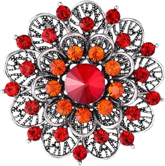 Rhinestone Sunflower Brooch Pin Red Pink Flower Brooch Stylish Crystal Brooch Elegant Clothing Hat Bag Accessories Jewerly for Women