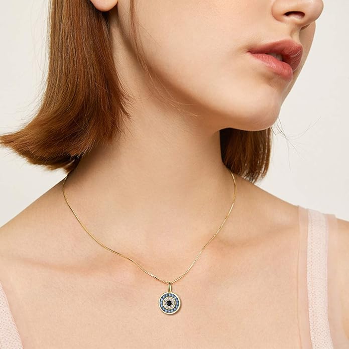 PEIMKO Evil Eye Necklace for Women 925 Sterling Silver Greek Protection Evil Eye Necklaces Jewelry Amulet Gift for Women