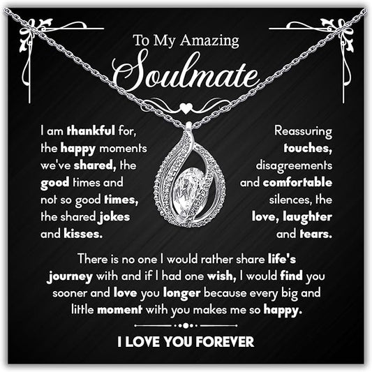 TRYNDI To My Wife Necklace from Husband - Soulmate, Girlfriend, Fiance Gift for Anniversary, Birthday, Christmas, Valentine's Day, Mother's Day - Romantic Wife Christmas Gift ideas