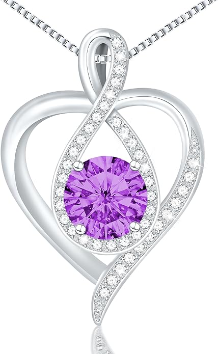 925 Sterling Silver Infinity Heart Necklace for Women, Rhodium Plated Cubic Zirconia Pendant Gift for Girlfriend Wife Mom - Anniversary Valentine's Day Birthday Present with Elegant Gift Box