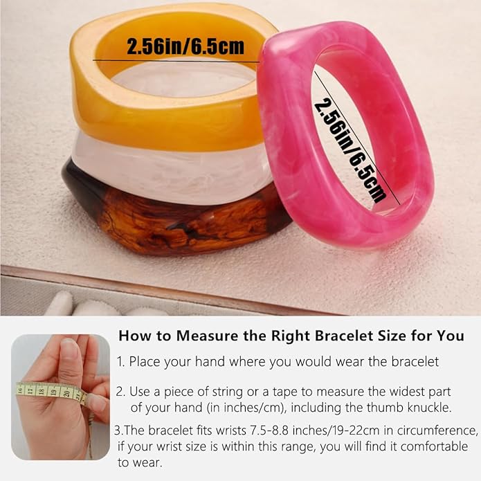 Acrylic Chunky Bangle Bracelets for Women, Irregular Punk Acrylic Resin Bangle Geometric Cuff Wide Wristband Bracelet Fashions Thick Acetate Statement Jewelry Set