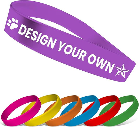 USMG Custom One Color Print Rubber Bracelets Silicone Wristbands - Add a Message - Personalized for Motivation, Events, Support, Fundraisers