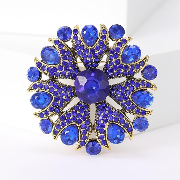 Vintage Rhinestone Flower Brooch for Women Dainty Crystal Flower Brooch Pin Stylish Crystal Brooch Elegant Clothing Hat Bag Accessories