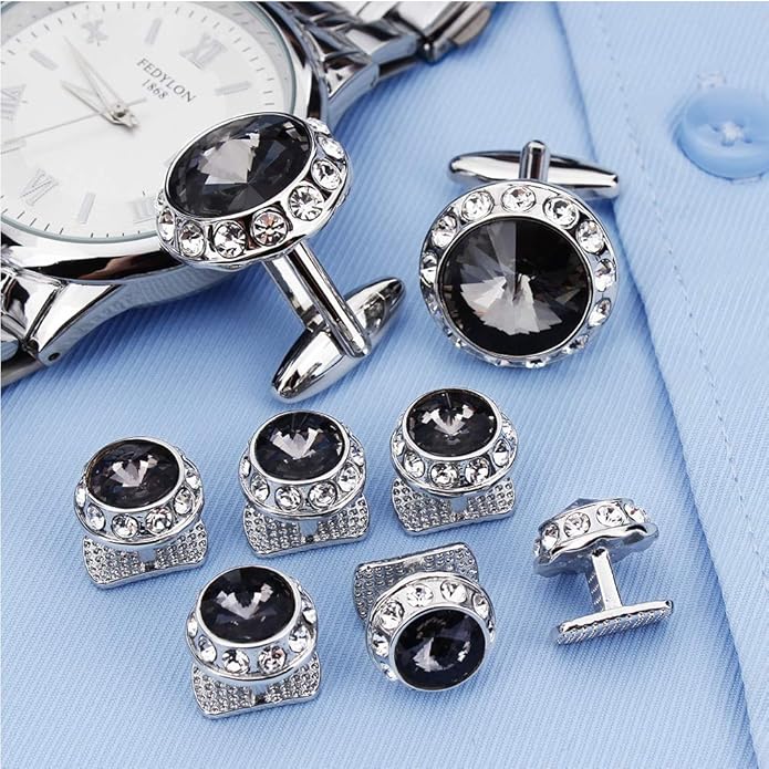 HAWSON Birthstone Tuxedo Studs and Cufflinks Set for Men's Suit Tuxedo Formal Dress Shirt Wedding Business Party Accessories