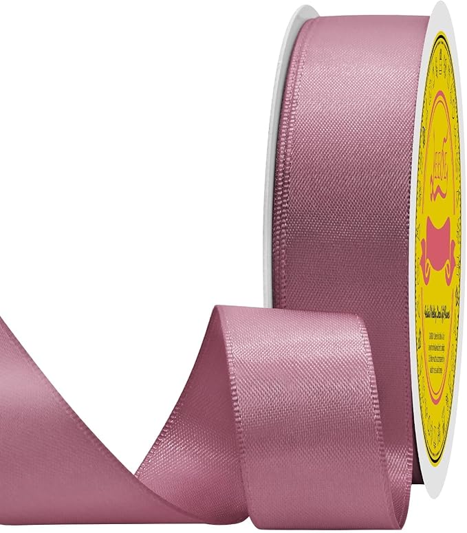 LEEQE Double Face Rose Mauve Satin Ribbon 7/8 inch X 25 Yards Polyester Rose Mauve Ribbon for Gift Wrapping Very Suitable for Weddings Party Hair Bow Invitation Decorations and More