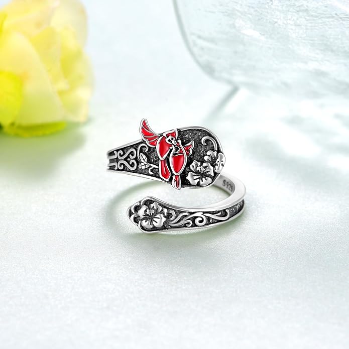 Spoon Rings for Women 925 Sterling Silver Mushroom/Phoenix/Snake/Cardinal/Octopus/Tree of Life/Sunflower/Highland Cow/Dragonfly/Dragon/Horse/Sea Turtle/Frog Rings