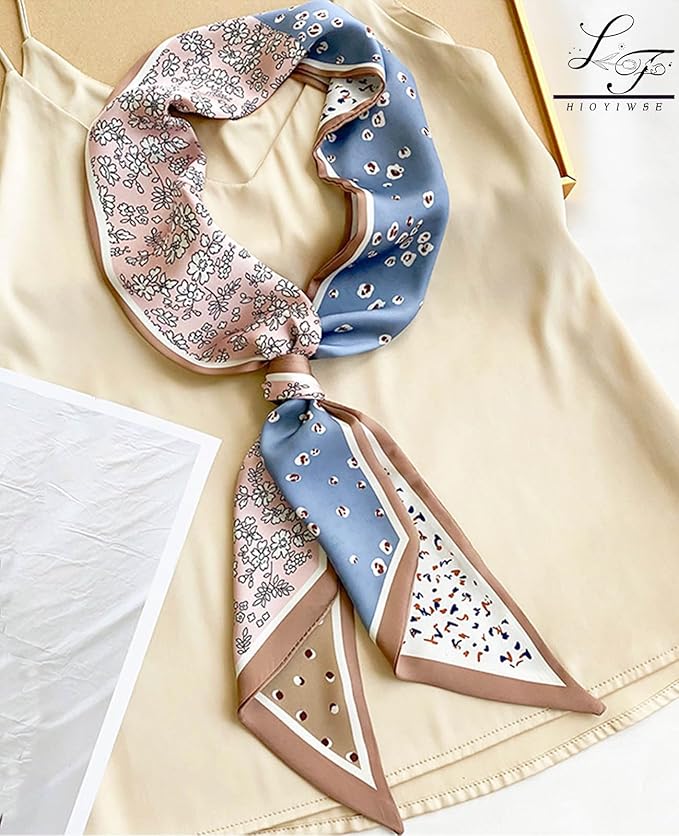 Hioyiwse Head Scarf Hair Neck Scarves For Women Purse Bag Scarfs For Handbags Silky Long Thin Satin Headscarf Fashion