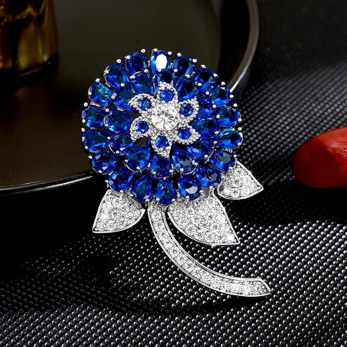 Flower Brooch Pin - Rhinestone Flower Pin 18k Gold Plated - Thanksgiving Day, Birthday, Wedding Gifts for Mom, Wife