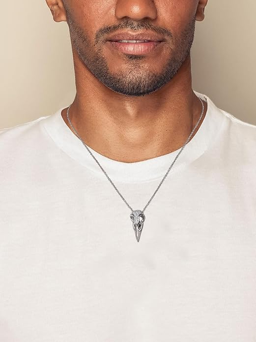CYW Moissanite Skull Cross/Spider/Raven Necklace for Men Women, Intriguing Design, Really Authentic Solid 925 Sterling Silver with Rhodium Finish, 16"/18"/20" Adjustable, Halloween Jewelry