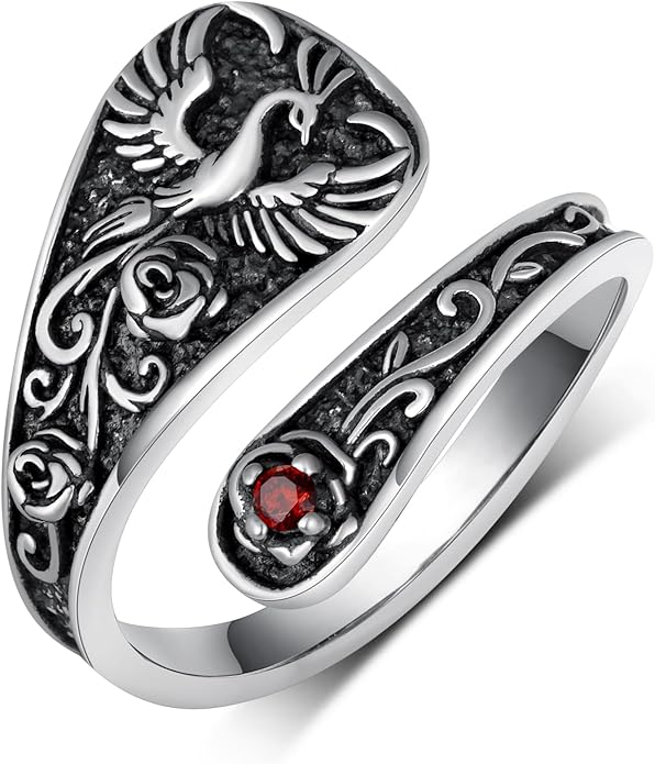 Spoon Rings for Women 925 Sterling Silver Mushroom/Phoenix/Snake/Cardinal/Octopus/Tree of Life/Sunflower/Highland Cow/Dragonfly/Dragon/Horse/Sea Turtle/Frog Rings