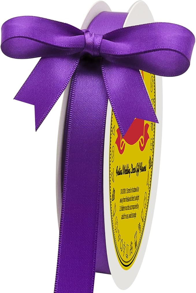 LEEQE Double Face Purple Satin Ribbon 5/8 inch X 50 Yards Polyester Purple Ribbon for Gift Wrapping Very Suitable for Weddings Party Invitation Decorations and More