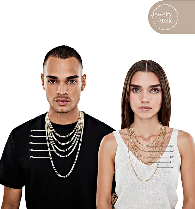 Jewelry Atelier Gold Chain Necklace Collection - 14K Solid Yellow Gold Filled Miami Cuban Curb Link Chain Necklaces for Women and Men with Different Sizes (2.7mm, 3.6mm, 4.5mm, or 5.5mm)