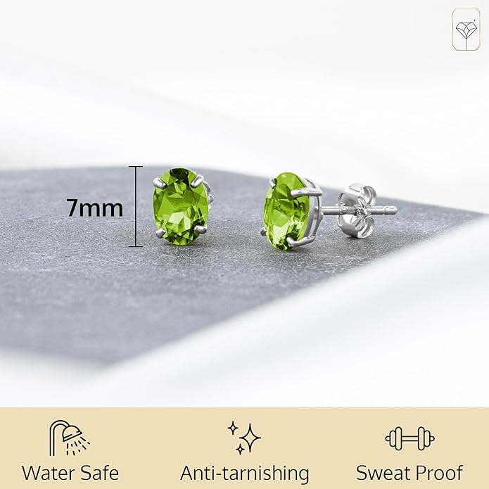 14k Gold Oval Stud Earrings for Women with Push Backs | 7x5mm Gemstone Birthstone Earrings | Real 14 Karat Gold Earrings Studs | Hypoallergenic Gemstone Stud Earrings for Women by MAX + STONE