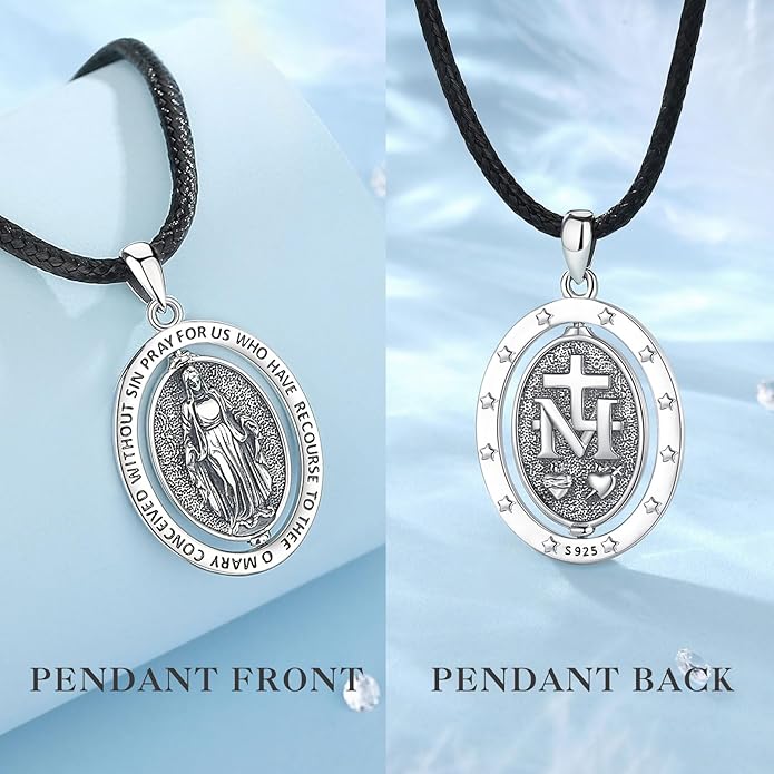 EUDORA 925 Sterling Silver St Christopher/St Benedict/St Michael/Virgin Mary/San Judas Tadeo/Good Shepherd Cross/Archangel Necklace Medal Pendant Protection Religious Amulet Jewelry For Men Women