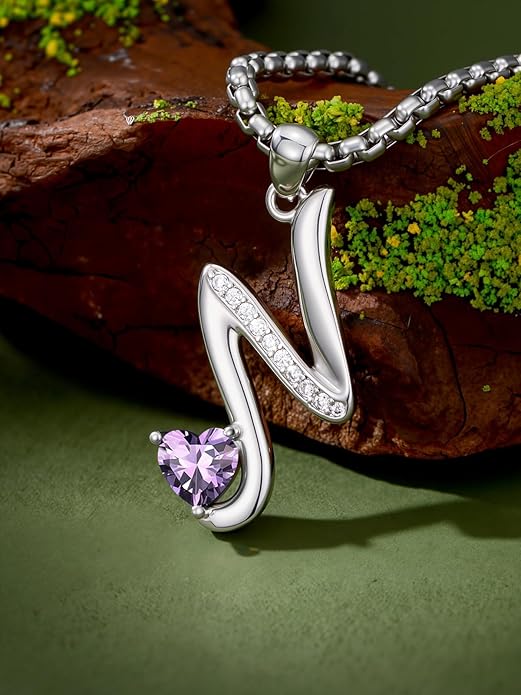 Christmas Gifts for Women Alphabet A to Z Initial Birthstone Pendant Necklaces for Women - 18k White Gold Plated Personalized Name Jewelry Valentine Mothers Day Birthday Gifts for Women Her Girlfriend