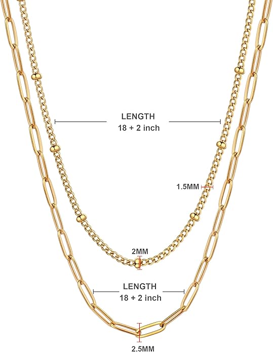 AILPIWE Layered Gold Necklaces for Women, 18K Gold Plated Dainty Paperclip Box Cuban Satellite Chain Necklace Set, Simple Gold Necklace Stack for Women