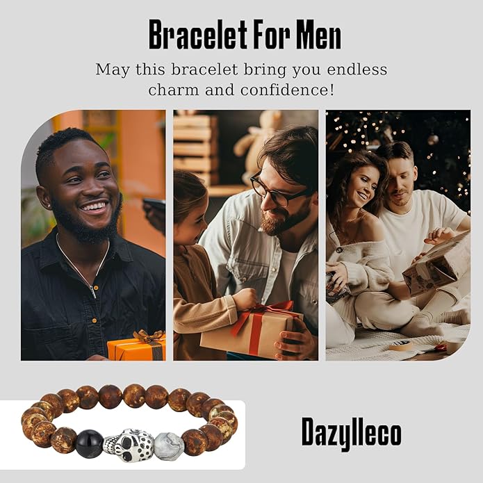 3pc Mens Beaded Bracelets Silver Stainless Steel Chain Bracelet for Men Handmade Braided Bracelet Sets Jewelry Gifts for Men