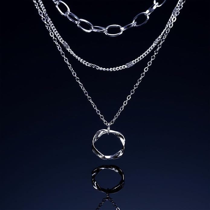 Gold Necklaces for Women Trendy Layered Circle Paperclip Pendant Choker Jewelry