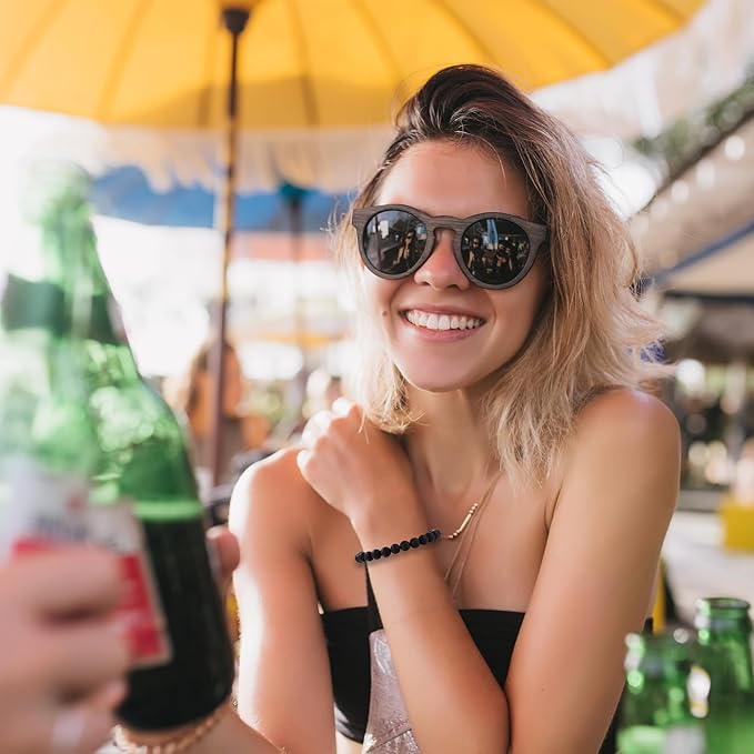 Seyaa Lava Rock Bracelet, Crystal Beaded Bracelet Unisex, Anniversary Christmas Birthday Inspirational Gift for Men Women