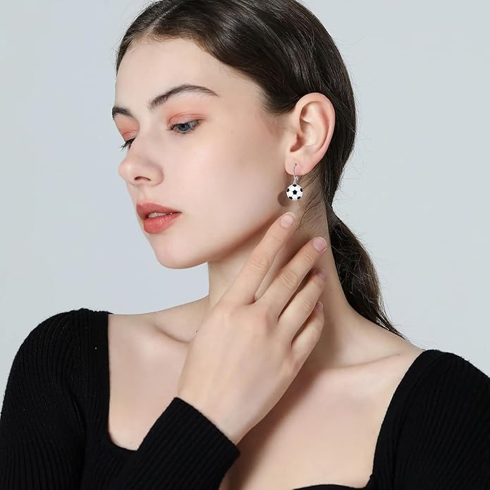 JUSTKIDSTOY 925 Sterling Silver Ball Earrings Sports Leverback Dangle Drop Earrings Jewelry Gifts for Women Girls