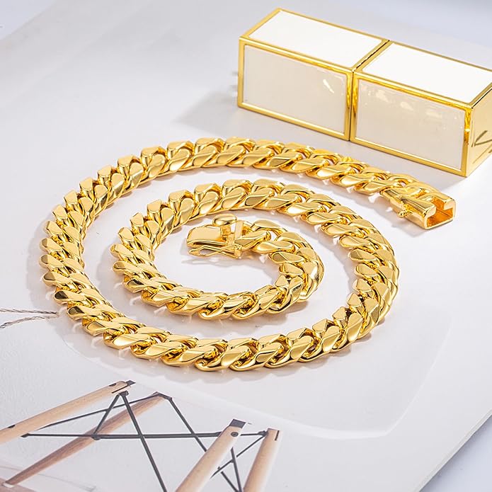 Dankadi Fashion 925 Sterling Silver Solid Miami Cuban Link Chain Necklace 8MM & 12MM- Curb Cuban Thick Big Link Choker For Men 20 "22" 24 "26" 28" Fine Jewelry