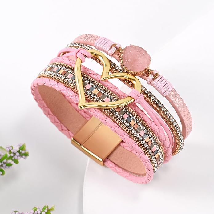 VIBILIA Boho Leather Wrap Bracelets for Women Multi-Layer Bracelets with Strong Clasp Jewelry for Women