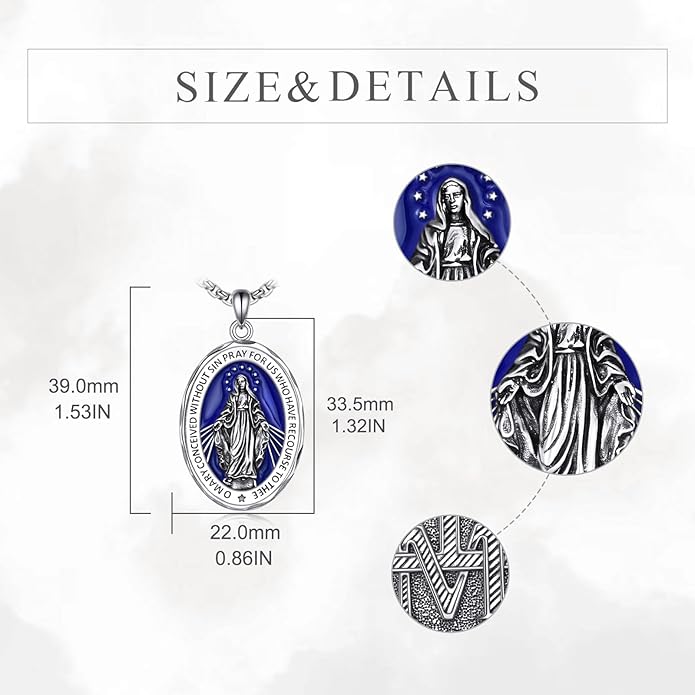 YFN Patron Saint Necklace Sterling Silver Amulet Medal Pendant Religious Protector Jewelry Gifts for Women Men