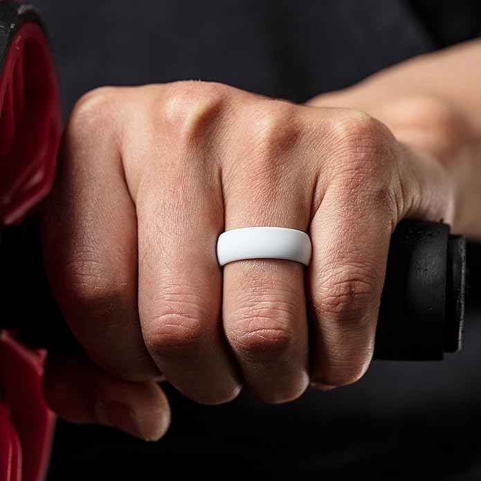ThunderFit Silicone Rings for Him and Her, Rubber Wedding Engagement Bands Unisex, 1.8mm Thick in 4mm & 8mm Widths