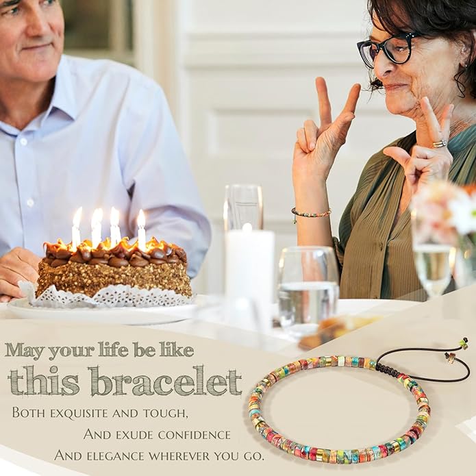 30th 40th 50th 60th 70th 80th Birthday Gifts for Women, Natural Stone Bracelet Birthday Gifts for Mom Daughter Grandma Sister Friends Coworker