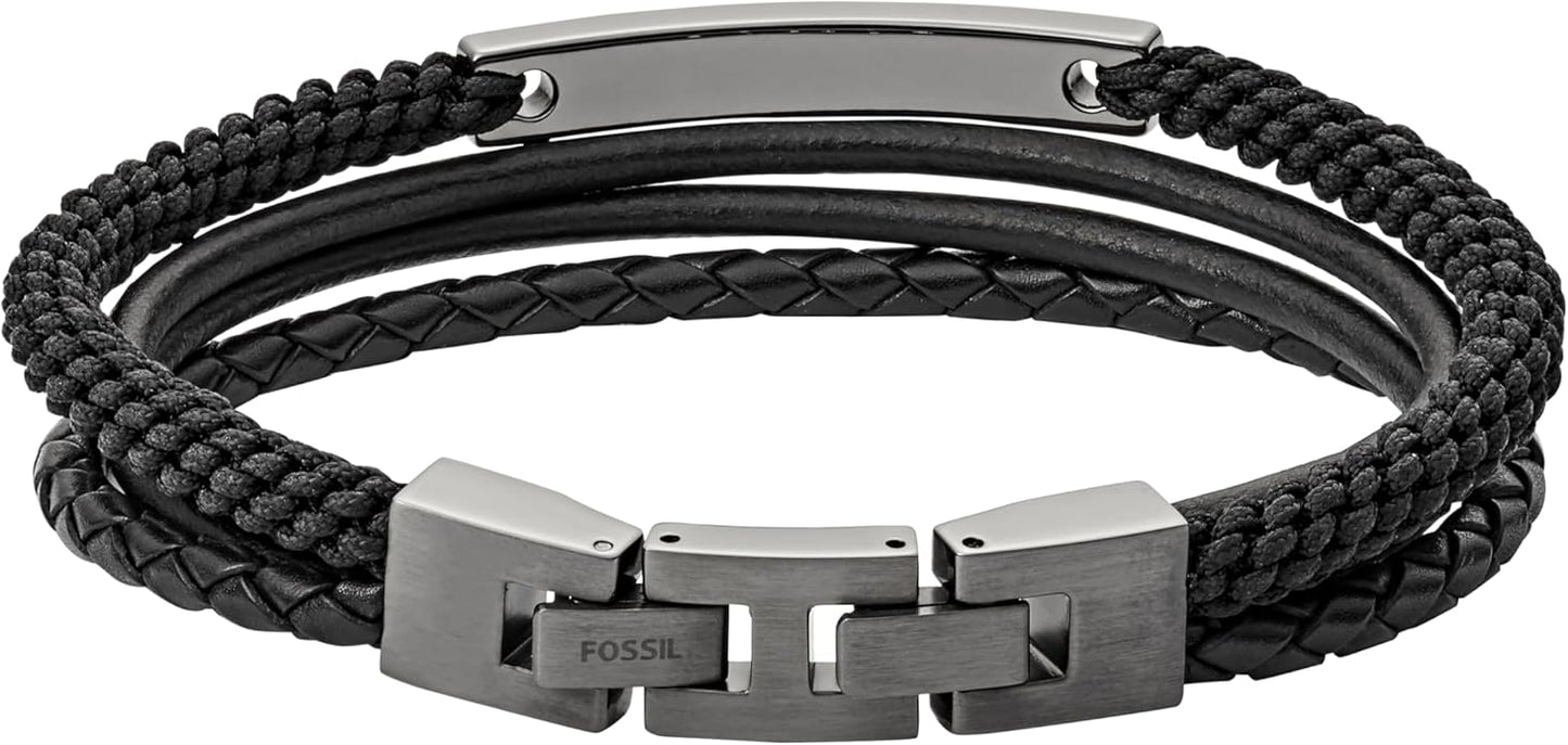 Fossil Men's Plated Stainless Steel Engravable Personalized Gift ID, Chain or Cuff Bracelet for Men