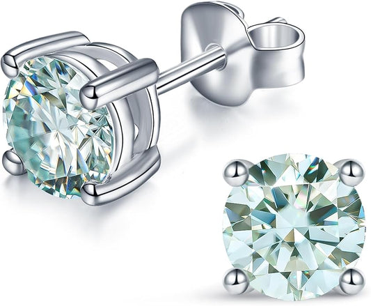 IMOLOVE Moissanite Stud Earrings for Women in Sterling Silver Hypoallergenic 1-3CT D Color Round Cut Moissante Earrings
