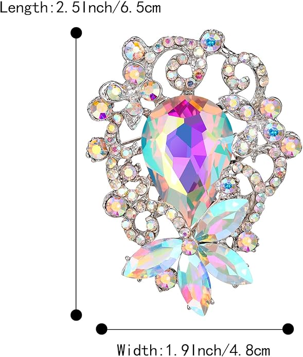 BriLove Elegant Crystal Teardrop Marquise Bouquet Brooch Pin for Women