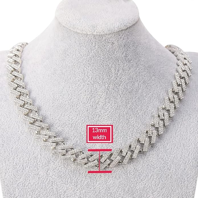 EMESLY Miami Cuban Link Chain 14K Gold Plated Necklace (16, 18, 20, 22, 24, 30 Inches Length); Hip Hop Bracelet (8" Length) for Men & Women; Perfect Iced Out Bling Jewelry Gift