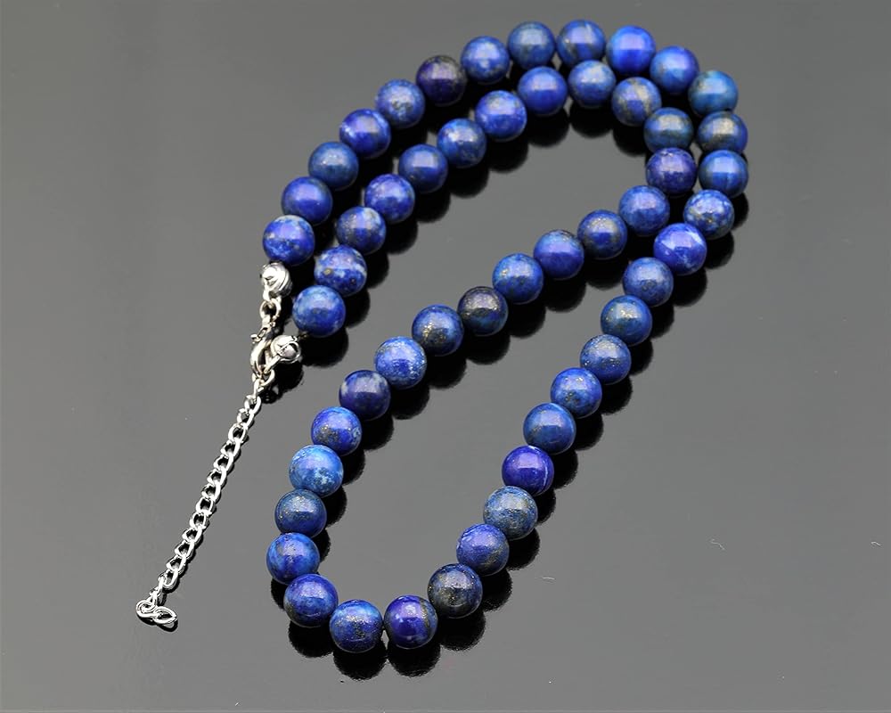Natural Lapis Lazuli Beaded Choker, Genuine Blue Crystal Necklace, Fancy Gemstone Choker, 8mm Beads, Unique Fashion Jewelry, Healing Crystal Chakra Necklace, Stone Necklace, Sagittarius Necklace