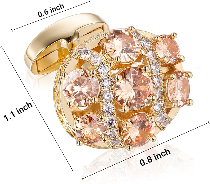 HAWSON Cufflinks for Men, Gold Diamond Crystal Cufflinks for Groom Husband Personalized Gifts, Mens Formal Wedding Business Cufflinks, Luxurious Gorgeous Cuff Links French Shirt Accessories