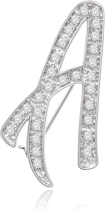 Cicy Bell A-Z Initial 26 Letter Brooch Pins 18k Gold Plated Cubic Zirconia Breastpin Name Personalized Gifts for Women Men