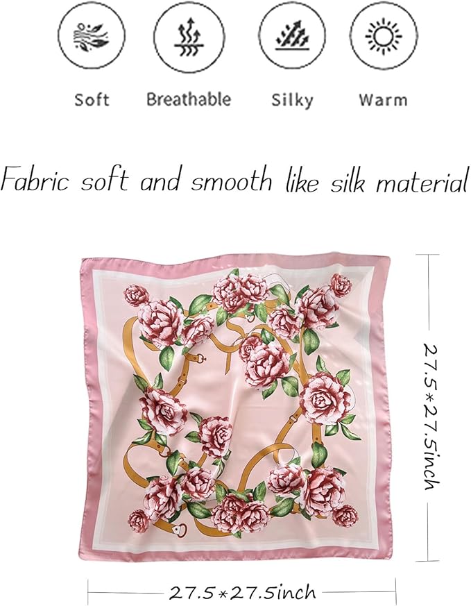 Hioyiwse Satin Bandanas Head Scarf For Women Hair Scarves Accessories Lightweight Fashion Wrap Neck Silk Sleeping Headscarf