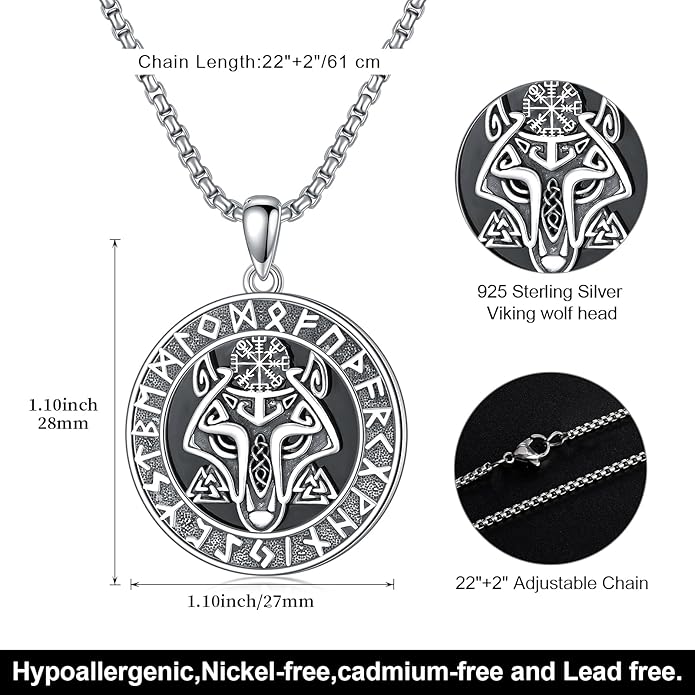 Taioiat viking Pendant Necklace for Men Nordic Celtic 925 Sterling Silver Vintage Mjolnir Jewelry Norse Vikings Gift for Women