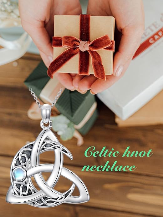 WINNICACA Christmas Gifts for Women Witches Knot Celtic Knot Necklace Sterling Silver Celtic Jewelry Protection Necklaces Irish Jewelry Birthday Gifts for Women Mom Wife Her