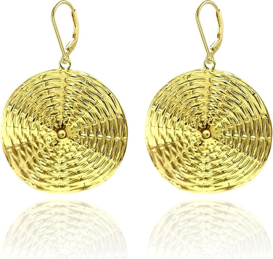 Silver Round Hoop Earrings for Women,18K Gold Hypoallergenic, Tarnish-Resistant, Vacation, Chunky & Gold Plated Dangle Earrings, Trendy Statement Jewelry Gift Idea