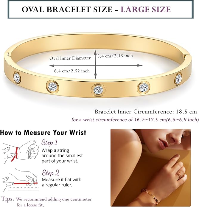 18K Gold-plated Bracelets for Women Friendship Love Bangle Bracelets Stainless Steel Bracelet Jewelry Birthday Gifts for Women Stocking Stuffers