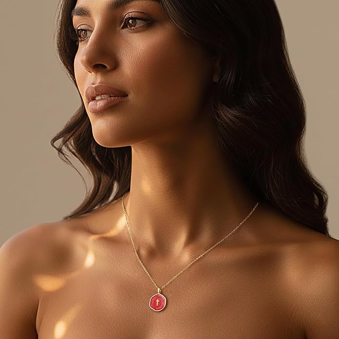Tewiky Cross Necklace for Women-Dainty Simple 14k Gold Plated Cross Pendant Cute Necklaces for Women Jewelry