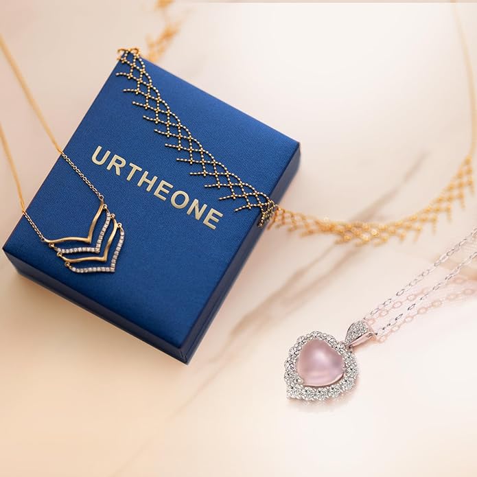 Pendant Necklaces for Women 925 Sterling Silver with Moissanite & Genuine Jewelry, Lucky Clover, Butterfly, Pink Crystal Heart Design, 14K White Gold Plated Nacklace, Mom Wife Women's Birthday Gifts