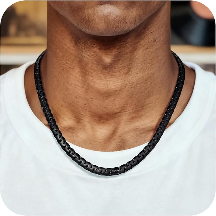 Bestyle 18K Gold Plated/Silver/Black Chain for Men, Hypoallergenic 2/4/6/8mm Stainless Steel Flat Link Chain Necklace for Men & Women Hip Hop Jewelry, 14-30"
